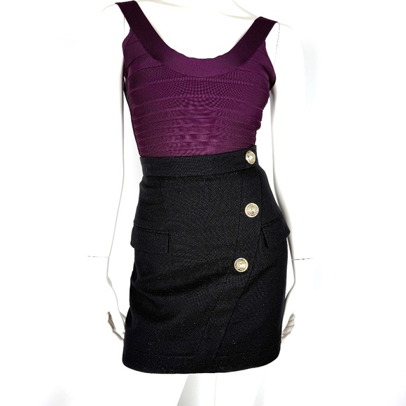 Balmain Black Gold Thread Short Skirt 34 2 - Picture 1 of 9